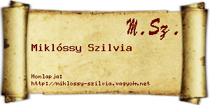 Miklóssy Szilvia névjegykártya